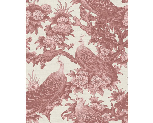 Papier peint avec motif de paons et de fleurs