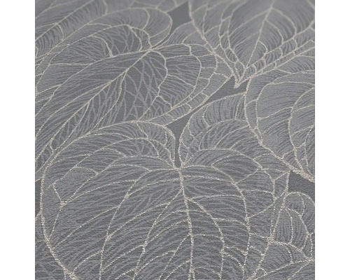 Gros plan d''un papier peint gris avec motif de feuilles