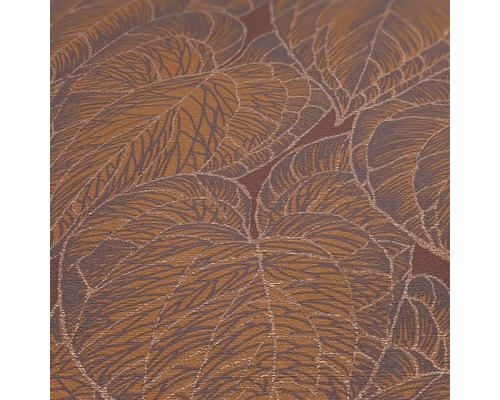 Gros plan d''un papier peint vinyle marron avec un motif de feuilles