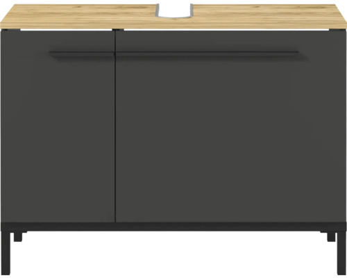 Meuble sous-lavabo avec deux portes et plateau en bois
