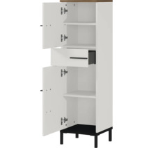 Hochschrank mit Schublade, offenen Regalen und zwei Türen