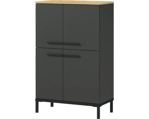 Armoire avec quatre portes, poignées et pieds