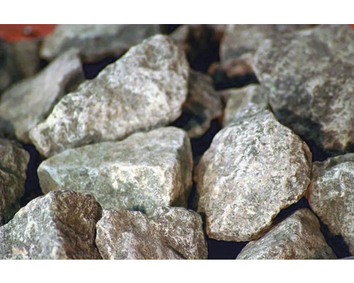 Nahaufnahme von Gabionensteinen