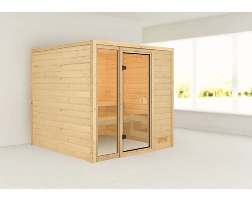 Sauna en bois avec porte en verre pour l''intérieur