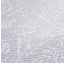 Nahaufnahme einer weißen Tapete mit floralem Muster.