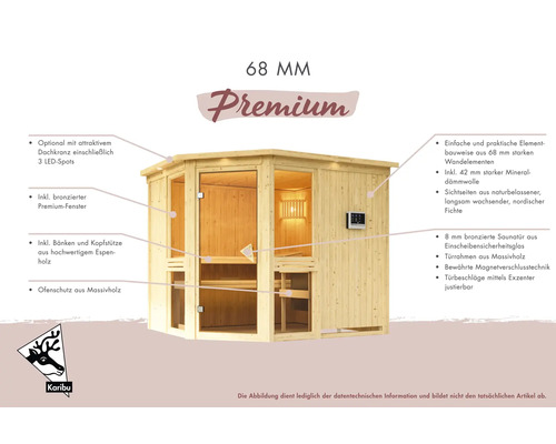 Sauna aus nordischer Fichte mit bronzierter Glastür und Premiumfenster