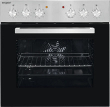 Four encastrable Exquisit avec fonction de chaleur tournante et boutons de commande.