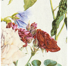 Vue détaillée d''un motif floral avec des roses et des feuilles.