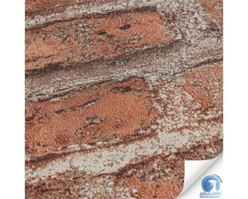 Gros plan d''un papier peint avec un motif de brique et le sceau Aqua Grip Technology