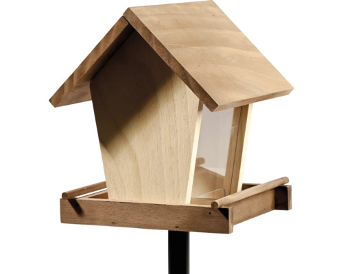 Mangeoire à oiseaux en bois avec support pour le jardin