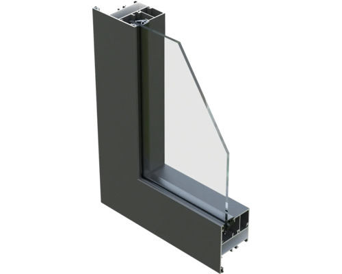 Querschnitt eines Fensterrahmens mit Glas