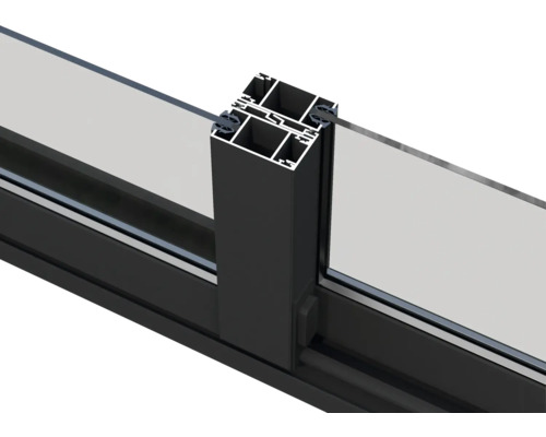 Vue en coupe d''un cadre de fenêtre en aluminium avec verre