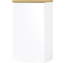Weisser Badezimmer-Hochschrank mit Holzplatte