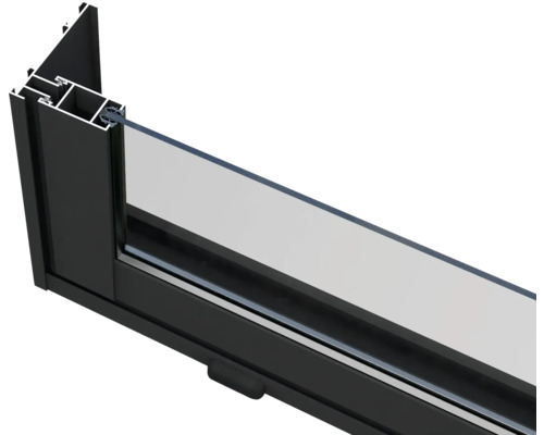 Querschnitt eines Fensters mit Rahmen und Glas