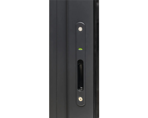 Detailansicht einer Schiebetür mit Griff und integrierter Wasserwaage