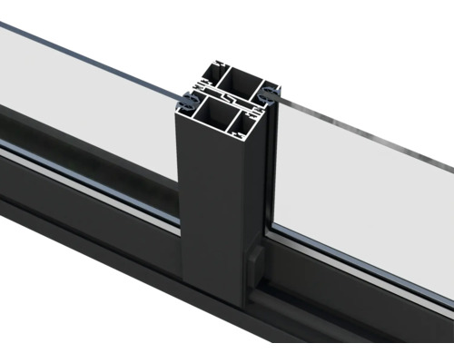 Vue détaillée d''un cadre de fenêtre en aluminium noir avec vitre