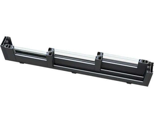 Coupe transversale d''une structure de fenêtre noire avec verre