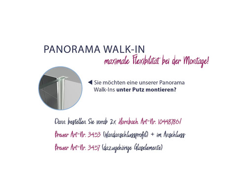 Panorama Walk-In Dusche mit maximaler Flexibilität bei der Montage