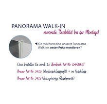 Panorama Walk-In Duschabtrennung für maximale Flexibilität bei der Montage.