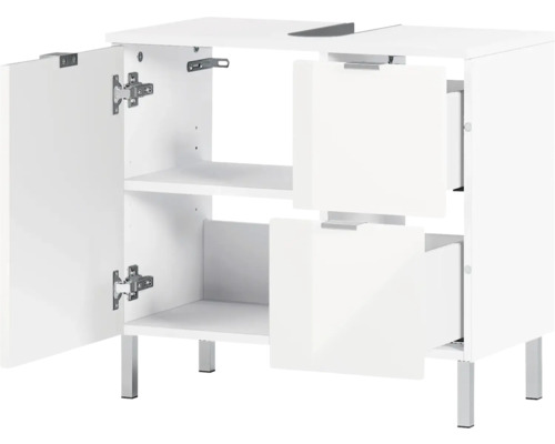 Meuble sous-lavabo blanc avec porte et tiroirs