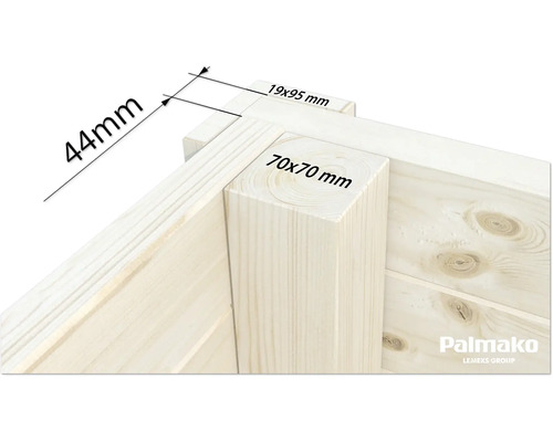 Vue détaillée d''une construction en bois avec indications de dimensions