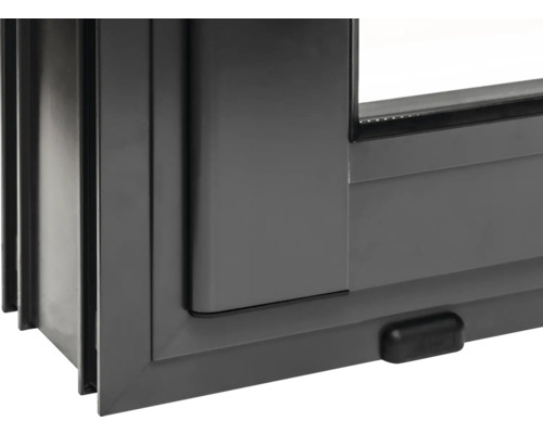 Vue détaillée d''un cadre de fenêtre gris