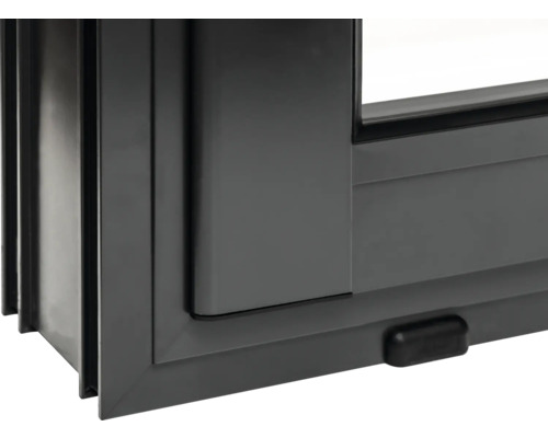 Vue détaillée d''une fenêtre en plastique grise