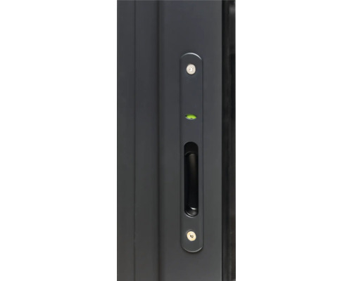 Vue détaillée d''une porte coulissante avec poignée et serrure