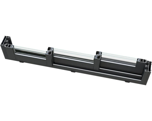 Section transversale d''un cadre de fenêtre en aluminium noir avec verre