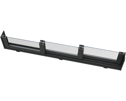 Vue en coupe d''un toit de terrasse en aluminium avec insert en verre