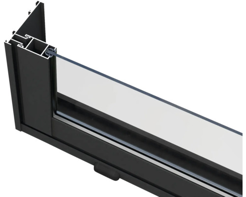 Vue en coupe d''un cadre de fenêtre en aluminium avec verre