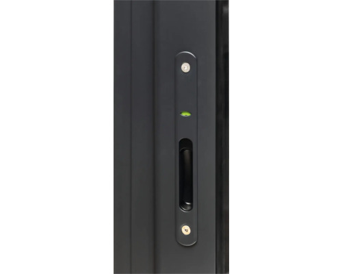 Vue détaillée d''une poignée de porte avec niveau à bulle intégré