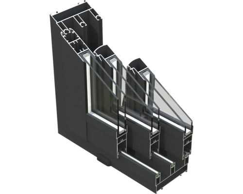 Vue en coupe d''une fenêtre à triple vitrage