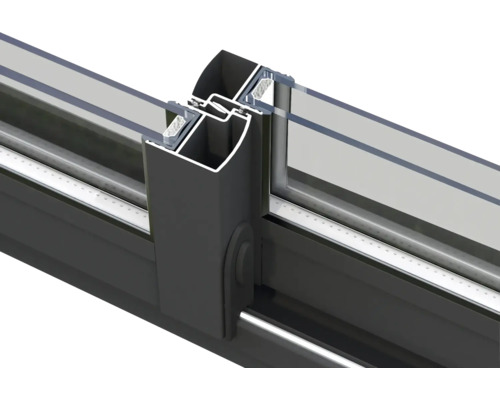 Coupe transversale d''une fenêtre coulissante avec cadre