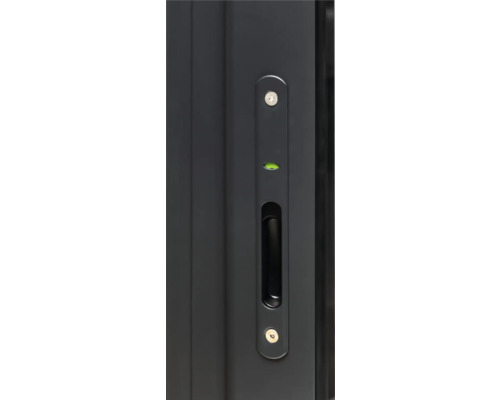 Vue détaillée d''une poignée de porte coulissante avec serrure