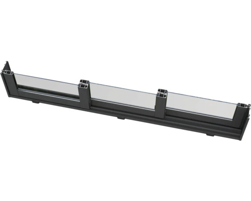 Coupe transversale d''un appui de fenêtre en aluminium avec verre