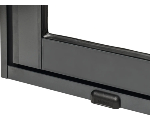 Vue détaillée d''un cadre de fenêtre en plastique noir avec fermeture