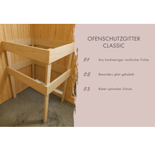 Massivholzsauna Woodfeeling Anja ohne Ofen und Dachkranz mit Holztür und Isolierglas wärmegedämmt