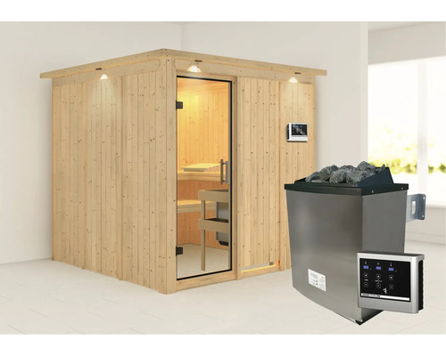 Sauna mit Saunaofen und Saunasteuerung