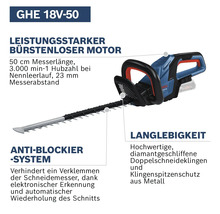 Bosch GHE 18V-50 Akku-Heckenschere mit 50 Zentimeter Schnittlänge