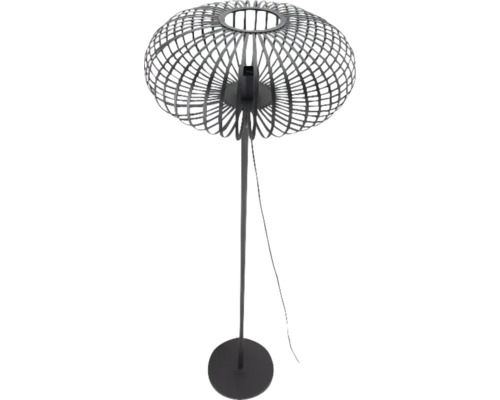 Lampadaire avec abat-jour rond à lamelles métalliques