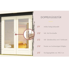 Doppelflügeltür mit farbiger Behandlung und Zylinderschloss