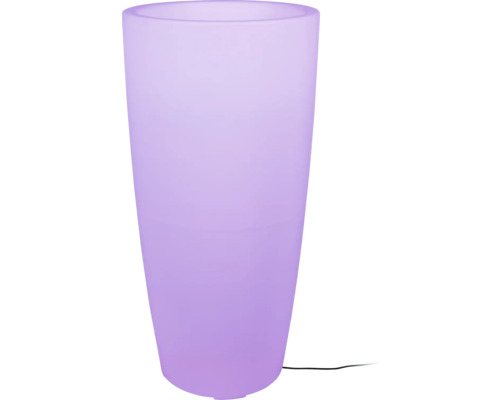 Lila Pflanzgefäß mit Stromkabel
