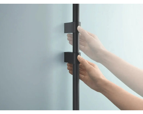 Barre de douche avec supports pour montage mural et main réglant la barre