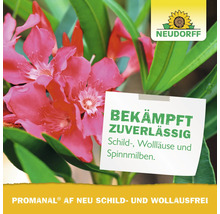 Neudorff Logo. Hinweis: Bekämpft Schildläuse, Wollläuse und Spinnmilben.