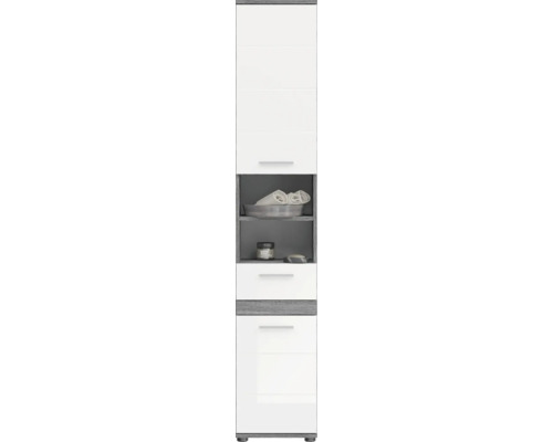 Armoire haute avec étagères et tiroirs pour la salle de bain