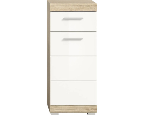 Kommode mit vier Schubladen in Holzoptik und Weiss