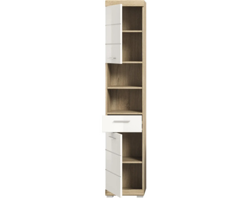 Armoire haute avec compartiments, un tiroir et des portes
