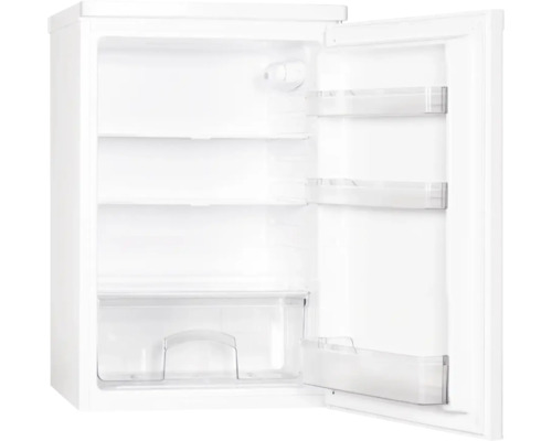 Réfrigérateur autonome ouvert avec étagères et compartiments de porte