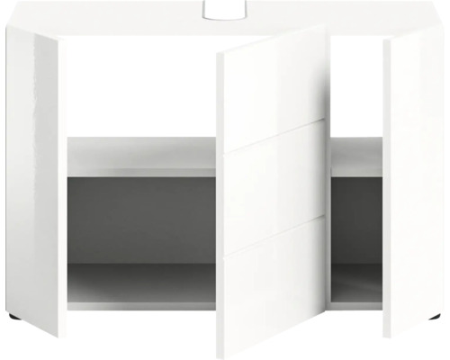 Weißer Badezimmerschrank mit zwei Türen und zwei Regalen